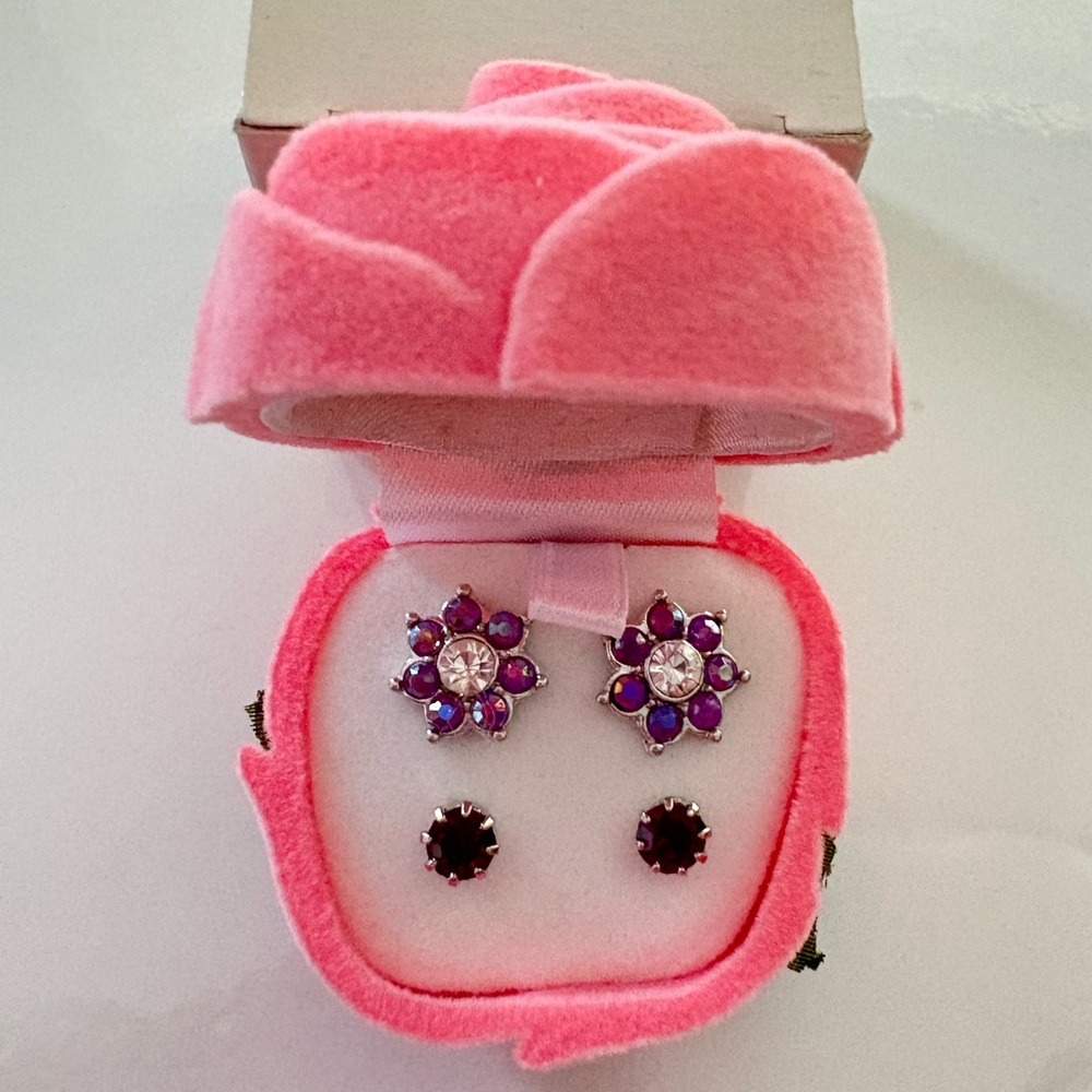 NWOT Avon Earrings with Rosebud Case